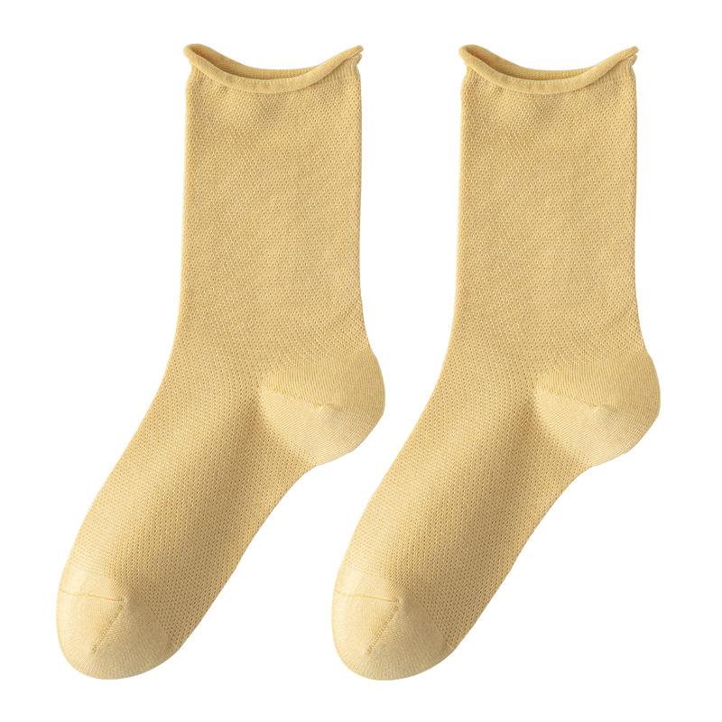 Female Spring and Autumn Pure Cotton Sweat Absorbing Boneless Loose Mouth In The Tube Pile Socks
