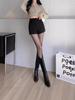 Women's Black Elastic High-Waisted Fleece-Lined Shorts - Slimming, Wide-Leg, Thick, Small Size, Autumn/Winter 2024 Collection