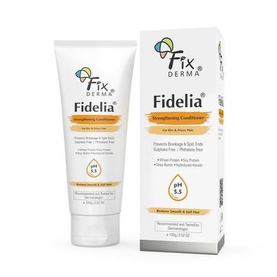 Fixderma Fidelia Acondicionador Fortalecedor con Manteca de Karité y Proteína de Trigo para Cabello Encrespado y Seco | Acondicionador para el Cabello - 100g (Paquete de 1)