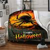 1pc Halloween Spider Blanket, Lightweight Flannel Throw Blanket for Sofa, Bed, Travel, Camping, Living Room, Office, Couch044