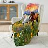 Multi-Sizes Two Horses At Sunset Print Blanket Warm Soft for Sofa Bed Home Travel Camping Blanket All Seasons Holiday Gifts