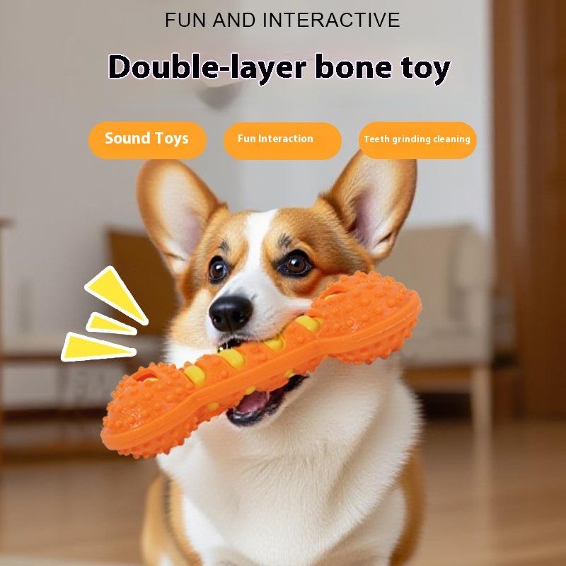Dog toy TPR grinds teeth and bones, resistant to biting, interactive training puppy toy chews dog bones, dog boredom relief artifact