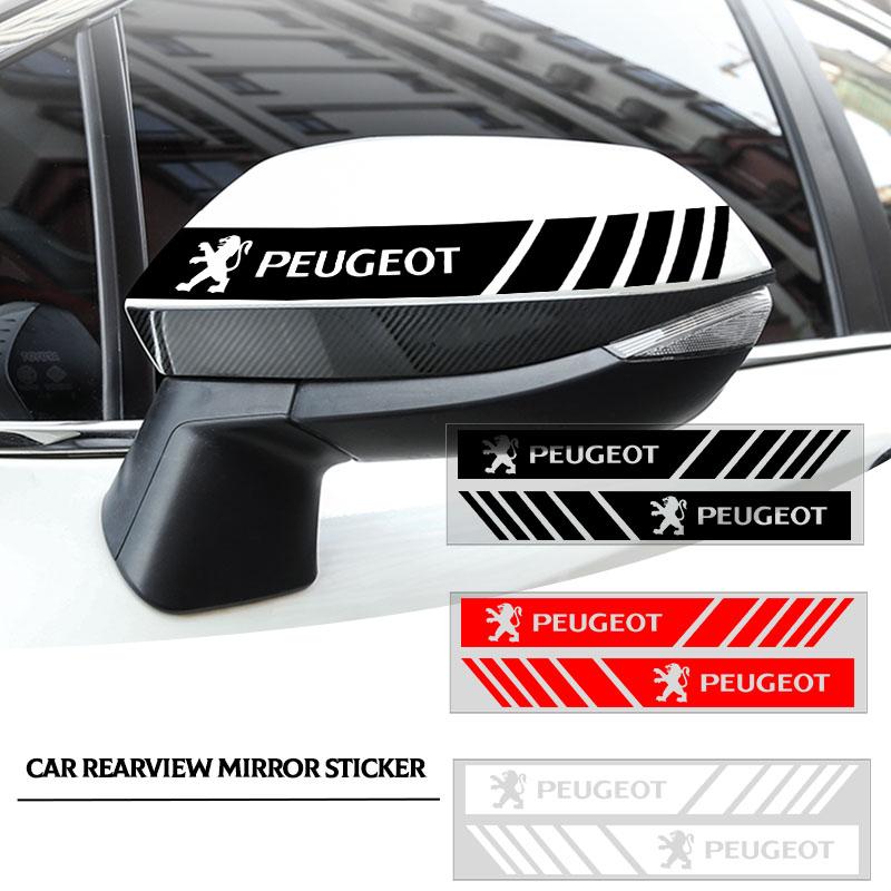 2Pcs Car Stripe Stickers Rearview Mirror Reflective Vinyl Decals Decoration For Peugeot 308 408 508 RCZ 208 3008 2008 206 207 108 406 407 408 206 207