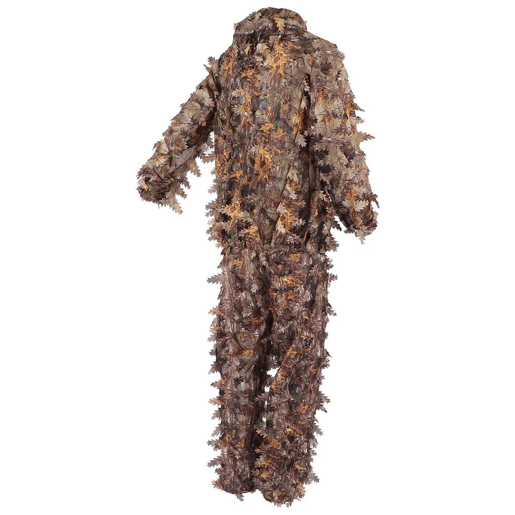 Brown Wild Camouflage Ghillie Suit 3D Leaf Jackets and Pants Set Clothes for Hunting
