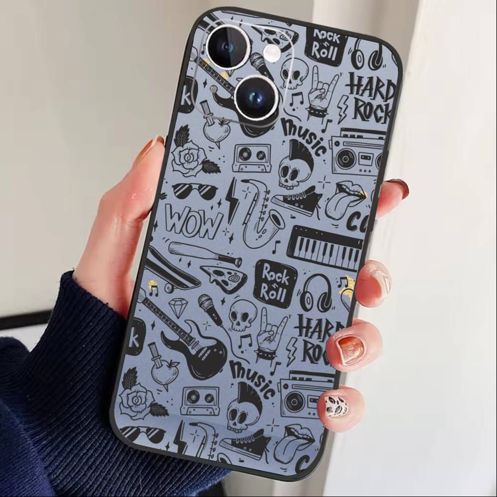 Gothic Dark Sweetheart Phone Case For iPhone 16,15,14,13,12,17,Pro Max,Plus Silicone Black Case