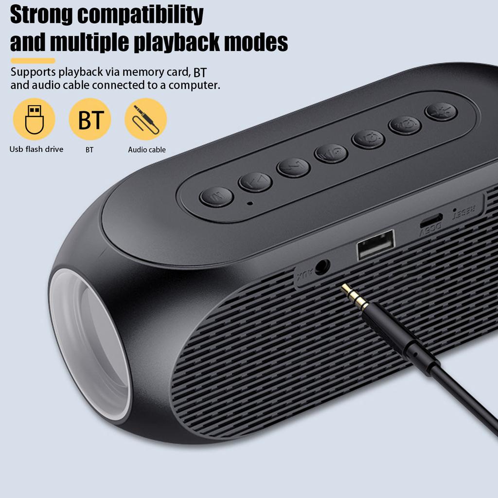 Wireless RGB BT Speaker Heavy Subwoofer BT Speaker Rechargeable Desktop Small BT Speaker with Alarm Clock Stereo Sound Box