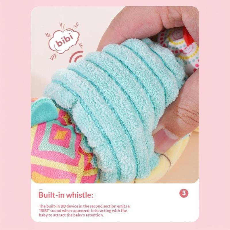Toddler Sensory Musical Plush Animal Toys With Rattles Crinkle Bell Teething Toy for Infant Car Seat Travel