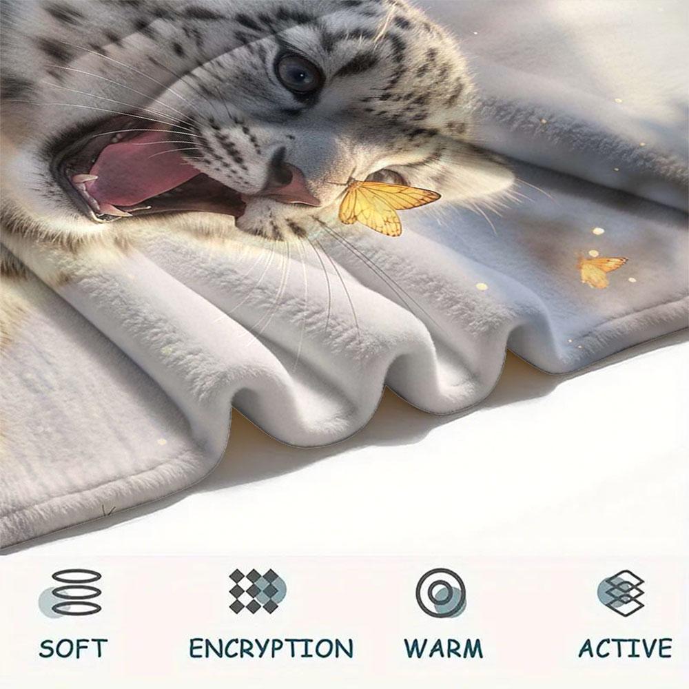 1Pc Animalsthatyawn Print Flannel Blanket, High quality Comfortable for All Seasons, Home Decor, Warmth and Comfort, Perfect for Christmas Gifts