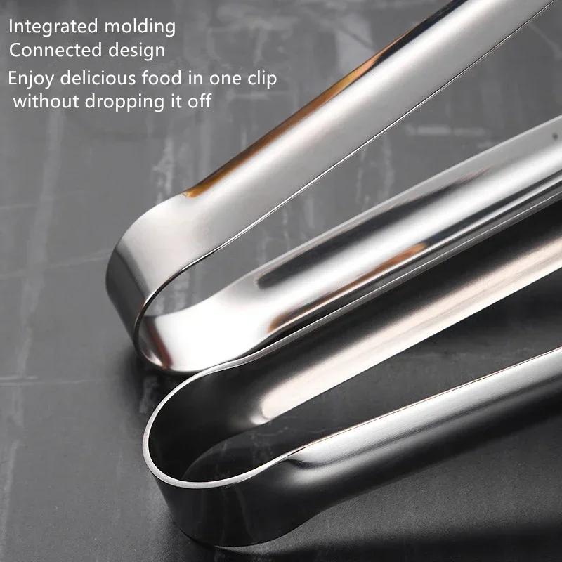 Stainless Steel Grill Tongs Food Clip BBQ Steak Clip Bread Tong Cooking Utensils Party Non-Slip Kitchen Gadgets Accessories Home