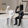 Creative Desktop Display Statue 3D Printed Sitting Gentleman Ornament, Minimalist Abstract Faceless Figurine, Unique Tabletop Ornaments Aesthetic Art