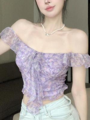 Sweet Sleeveless Strap Vintage Slim Tops Women Y2K Sexy Off Shoulder Vacation Vest Floral Print  Aesthetic Party Tank Tops 2024
