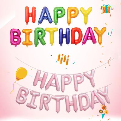13Pcs Happy Birthday Balloon Banner Aluminum Foil Inflatable Hanging Letter Balloons for Party Decorations