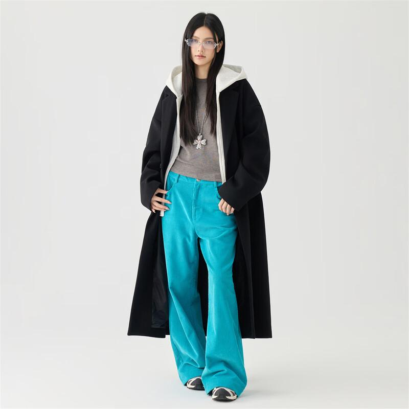 GOLFCROSS Unisex Faux Two-Piece Hooded Long Windbreaker Coat