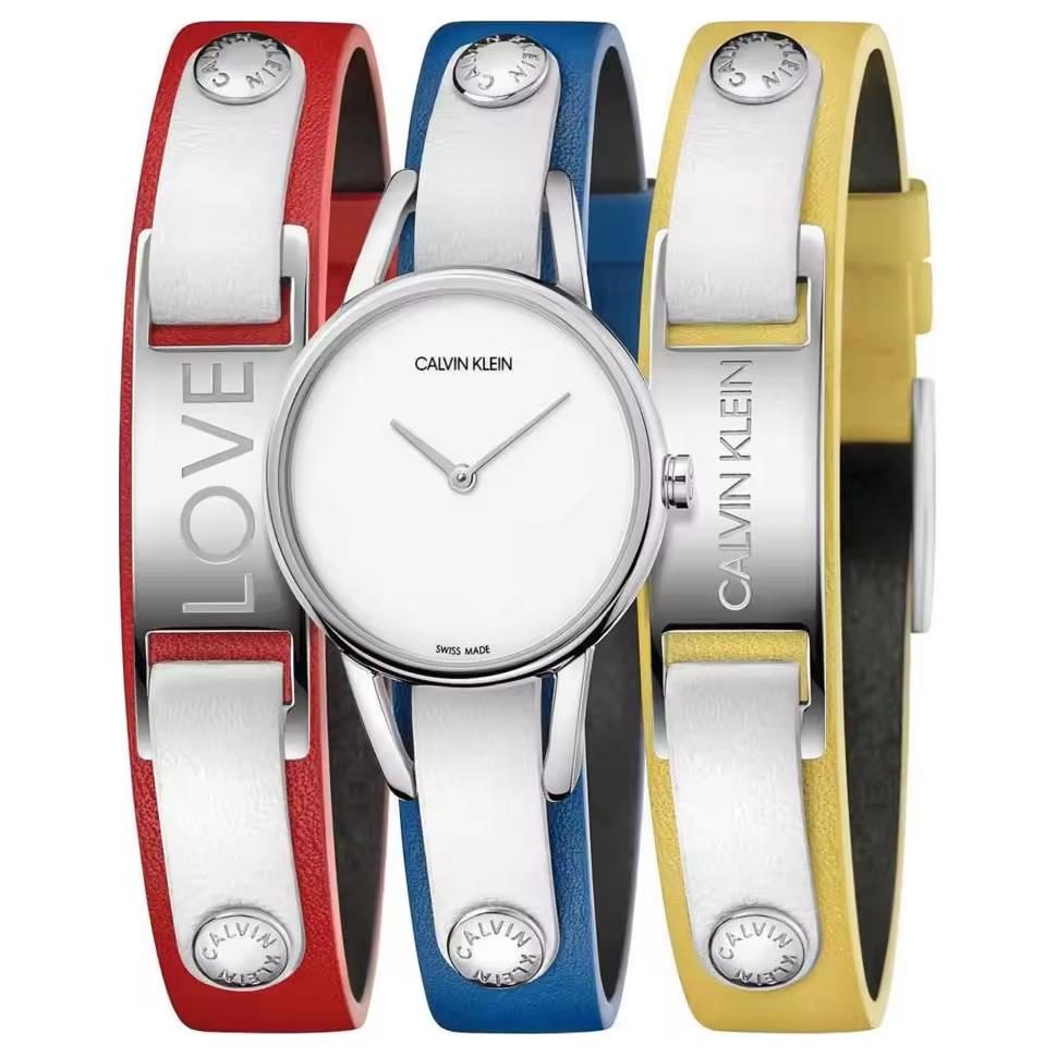 

Calvin Klein Quartz Watch Leather Strap 32Mm White Dial 30M Water Resistant Women watches K9D231VX White Dial