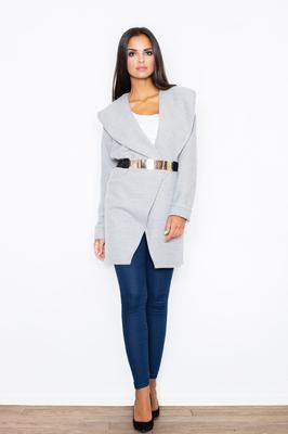 Stylish Women' Coat with a Belt In Gray M407 Size