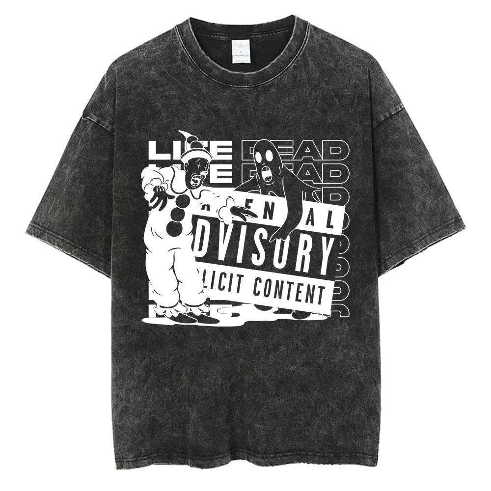 Washed Vintage Rapper Ghostemane Graphic Print Tshirt Men Women Hip Hop Rap Rock Trap Metal Gothic Oversized Tshirt Streetwear