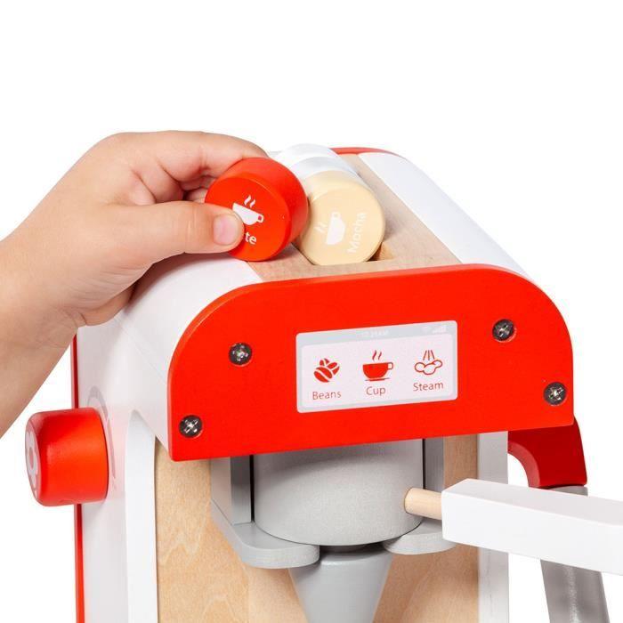 Jouet en bois - MOLTO - Machine à café Coffee Maker Molto - Capsules et deux tasses - Blanc et rouge