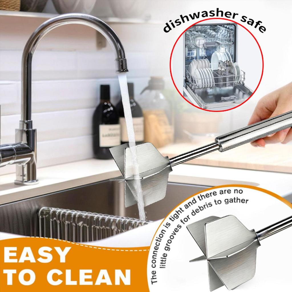 Stainless Steel Meat Hamburger Smasher, 6-Blade Ground Beef Chopper Tool 10.2 Inch For Kitchen Cooking Potatoes Masher