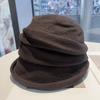 New Pleated Stacking Basin Hat Women's Autumn Retro Versatile Big Head Circumference Showing Small Face Fashionable Crimping Painter Hat