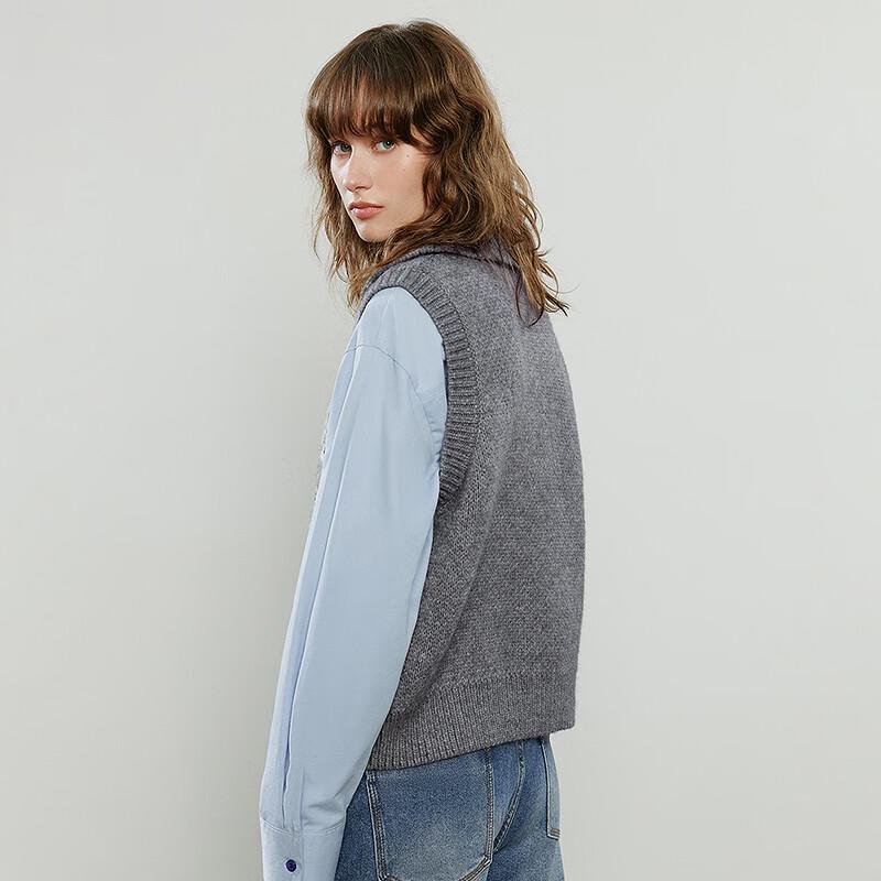 Women's Fair Isle Jacquard Lapel Sleeveless Sweater Vest