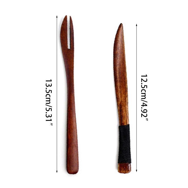 Wooden Dessert Knife Dessert Fork Cake Knife Dessert Knives Tableware Mini Cutlery Set Kitchen Accessories Wood Material