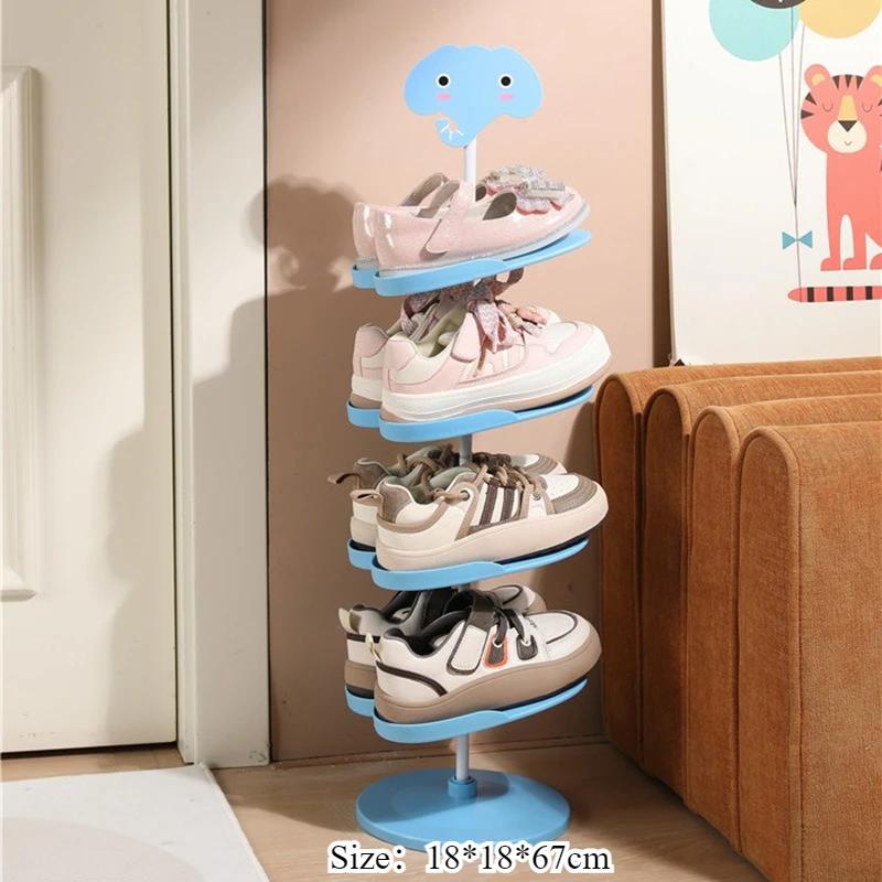 

Многоярусная обувница с милым мультяшным животным узором, держатель для обуви, вращающийся, регулируемый органайзер для обуви, бытовая подставка для экономии места