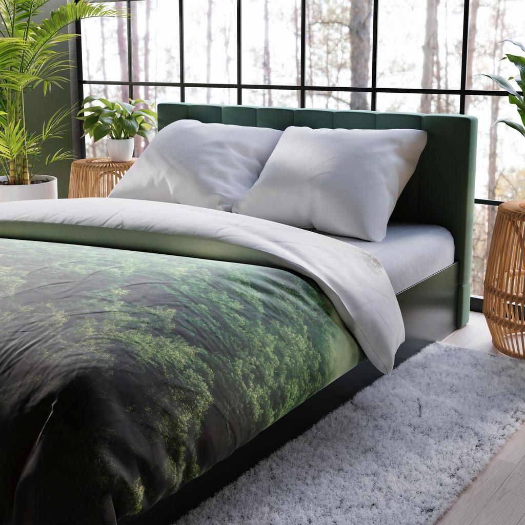 FOREST bedding set 160x200 cm - satin cotton, forest pattern, nature in your bedroom