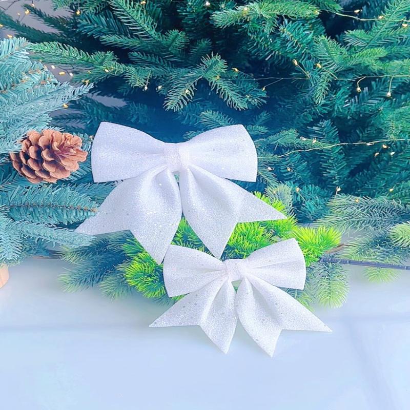 1/2Pcs Large Red Gold Sparkling Bow Glitter Christmas Ribbon Bowknot Xmas Tree Hanging Ornaments  Year Home Decoration
