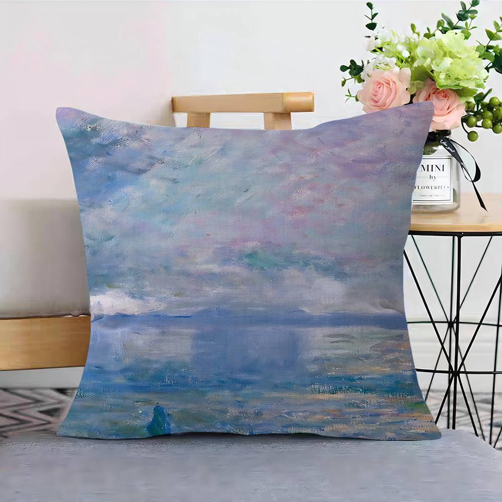 Famous Monet Modem Abstract Landscape Painting Personalized Picture Text Home Decorative Pillows Household Gifts 45x45cm