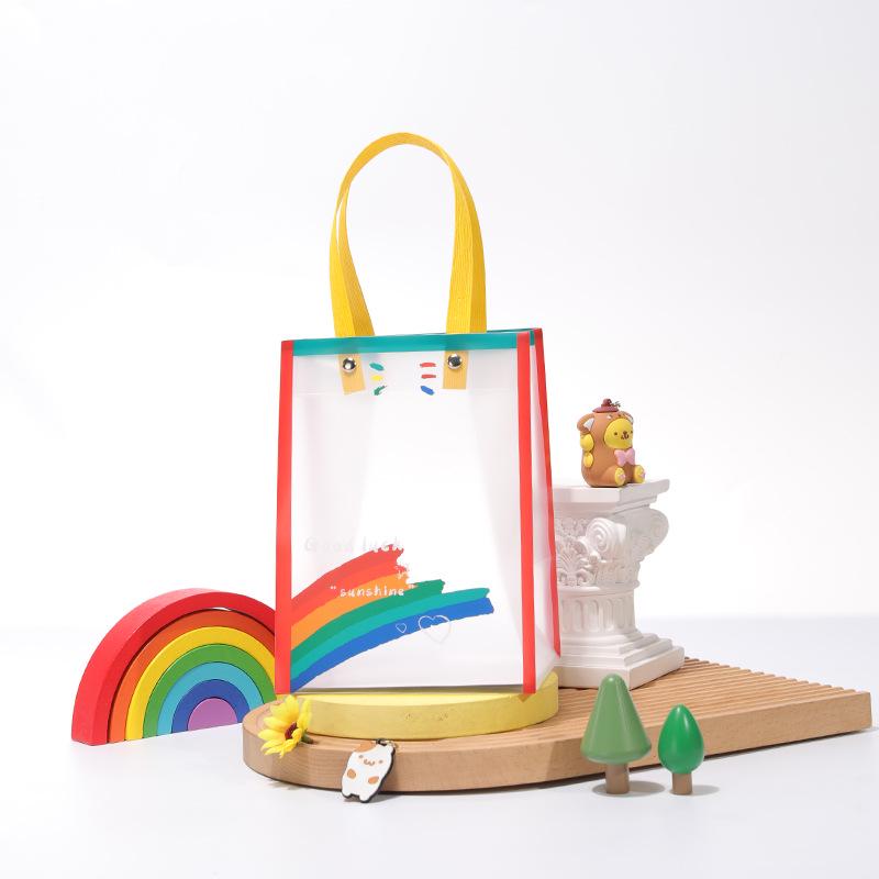 Kindergarten Party Favor Gift Bag with Transparent Handle for Back-to-School and Birthday.