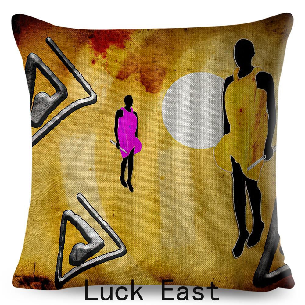 Retro African Cushion Cover Abstract Human Figure Design Warm Tone Soft Polyester Bedroom Decor Throw Pillow Case