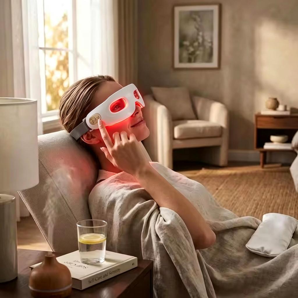 2026 New 3D Eye Beauty Massager 7 Colors LED Photon Therapy Hot Compress Fade Dark Circles Reduce Eye Relieve Eye Fatigue Massage Device Promote Sleep