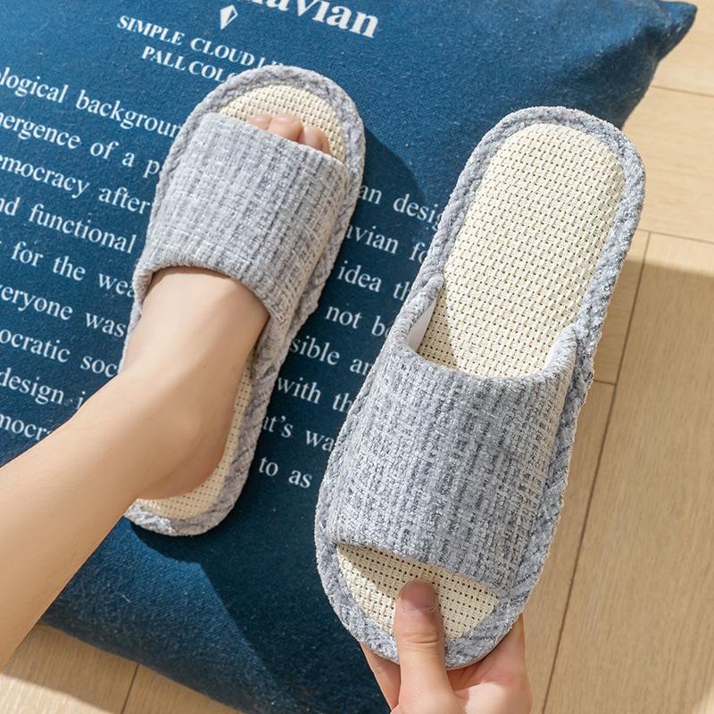 Linen Slippers Women's Spring and Autumn Four Seasons Indoor Household Cotton and Linen Home Non-slip Summer Male Couple