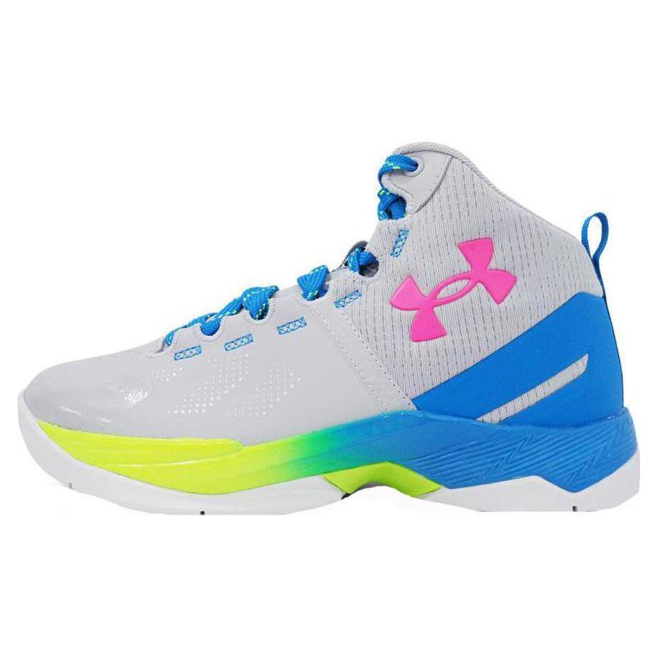Under Armour Curry 2 Retro Splash Party Basketball Shoes Gray Blue 3026306-100 28.5