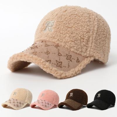 Nouvelle casquette de baseball d'hiver chaude en peluche brodée pour femme, casquette polyvalente en forme de bec de canard qui met en valeur le visage