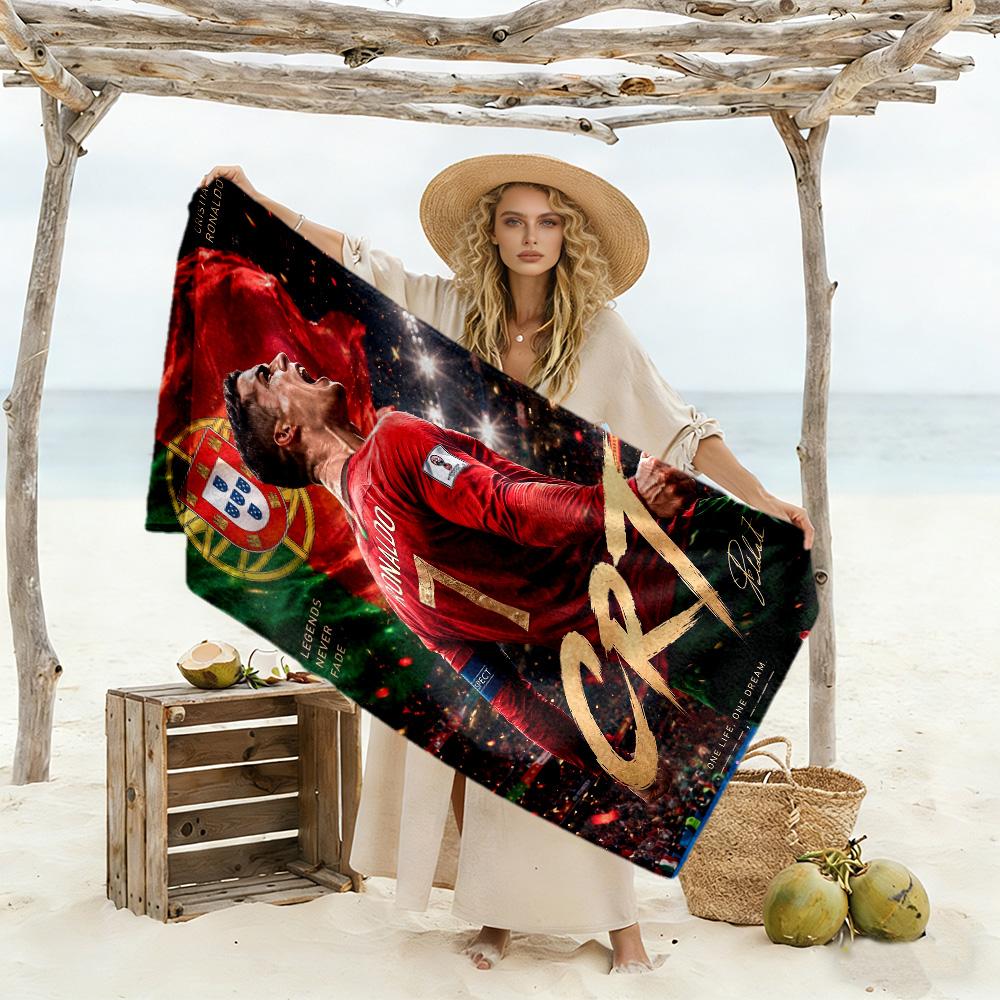 Ronaldo's Legacy Football Beach Towel Super Soft & Absorbent Comfortable Lightweight
