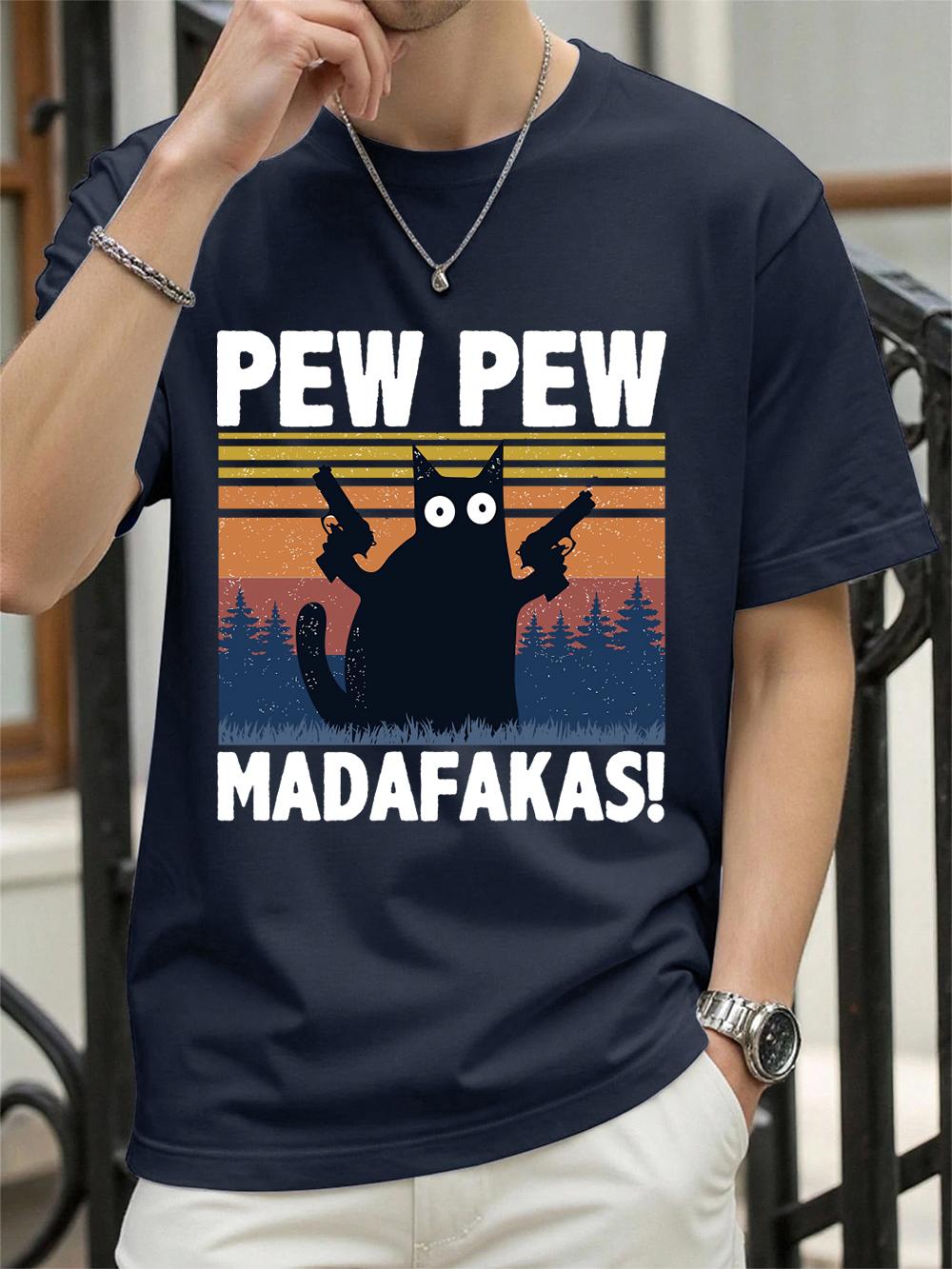 

Pew Madafakas Cat Holding Handgun Prints TShirt Women Cotton Summer Tops Soft Loose ONeck Short Sleeve Tees Casual Clothes 3XL