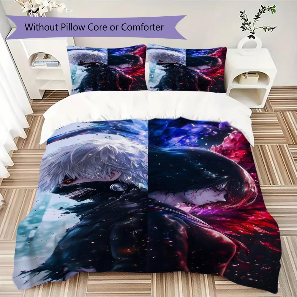 Tokyo Ghoul Pattern Bedding uilt Set uilt Cover Pillowcase Home Decoration Birthday Gift (1 * duvet cover + 2 * pillowcase without core)220