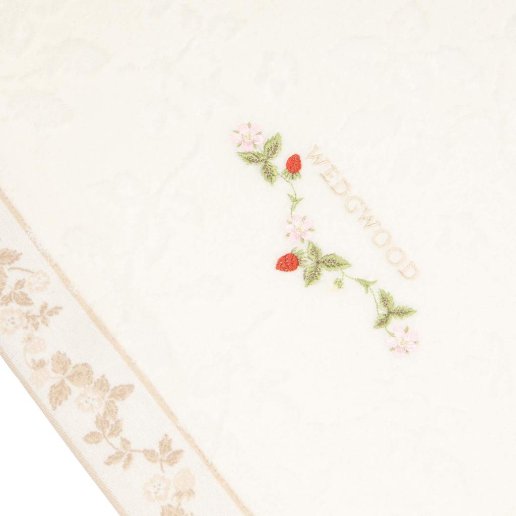 Nishikawa Bath Towel, 100% Cotton, Wedgwood Wild Strawberry, Strawberry Design, Smooth Shirring, Soft Ivory, TT11304606I
