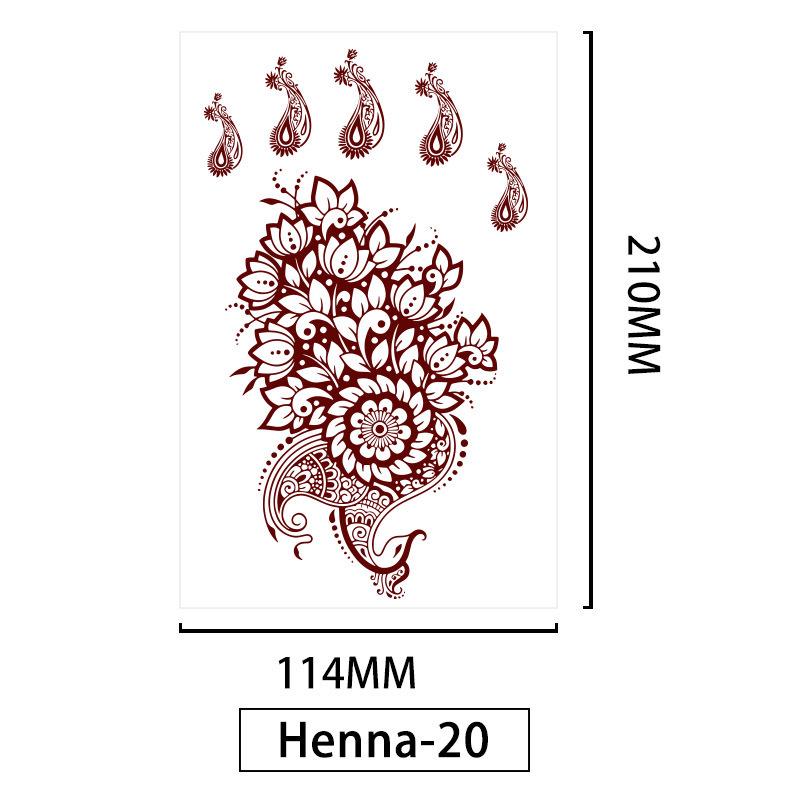 Lace Brown Waterproof Henna Flower Tattoo Stickers for Hands