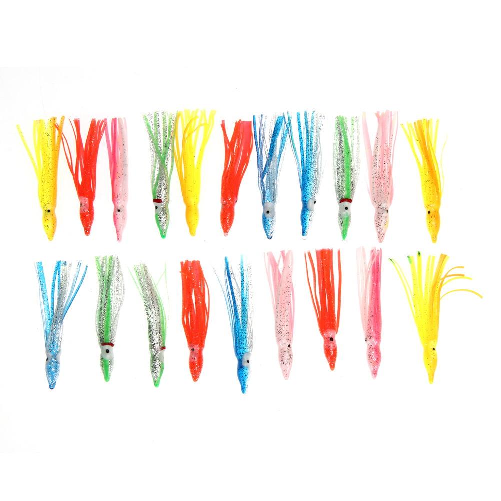 

20pcs 4.5in Hoochie Squid Skirt Octopus Saltwater Fishing Lure Mix Color 8 A#S
