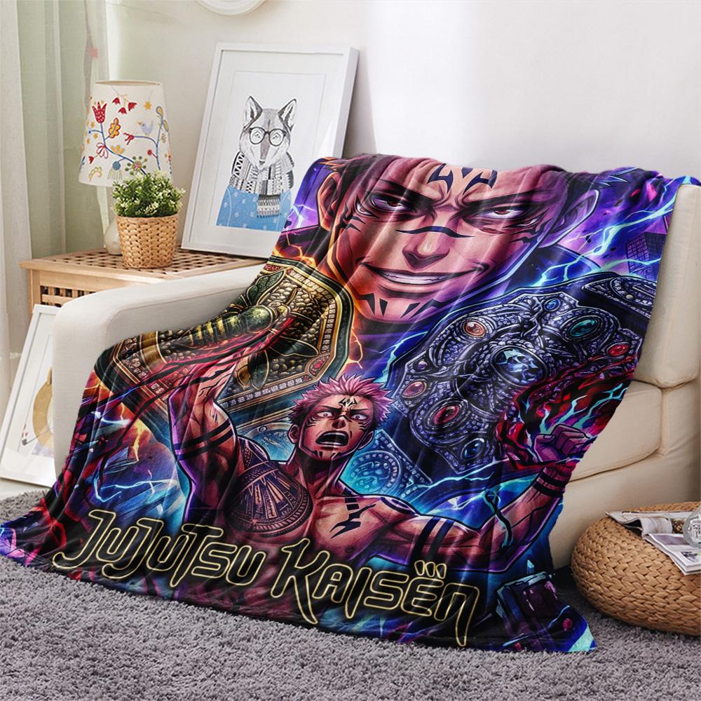 1PC Jujutsu Kaisen Patterned Flannel Blanket Suitable For All Seasons For Home Decor Warmth And Comfort Gifts Holiday Present