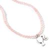 Barbie Sterling Silver Silhouette Charm On a Rose Quartz Bead Necklace