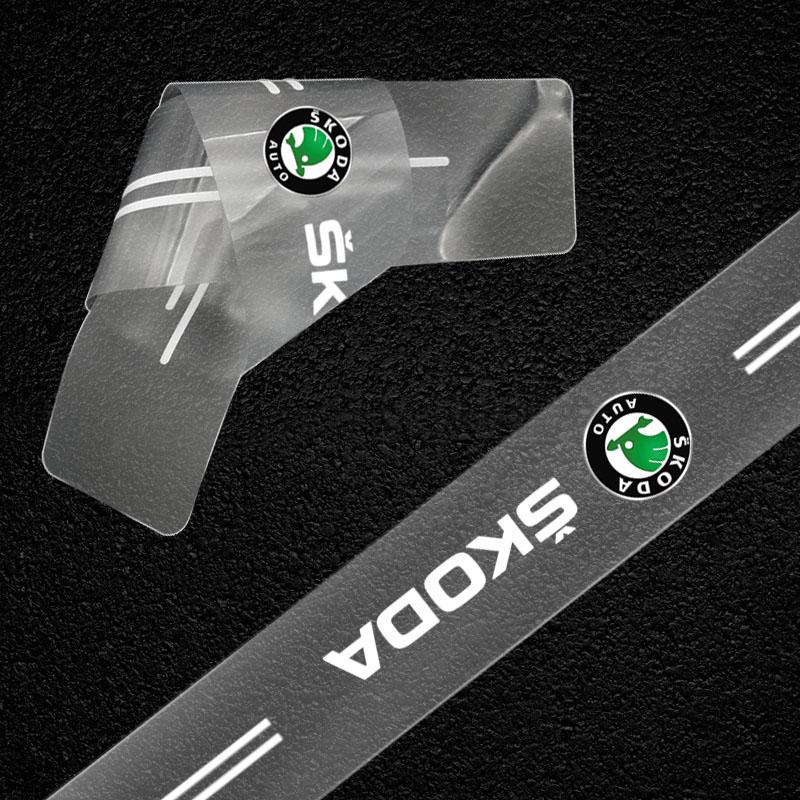 1Pcs Transparent Car Trunk Badge Protective Sticker Car Accessories For Skoda Octavia Superb Rapid Kodiaq Karoq Fabia Kamiq Roomster Citigo