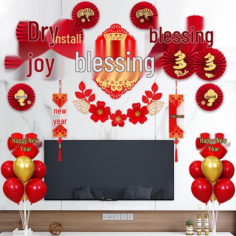 New Year Spring Festival Paper Fan Flower Decorations for Store and Home