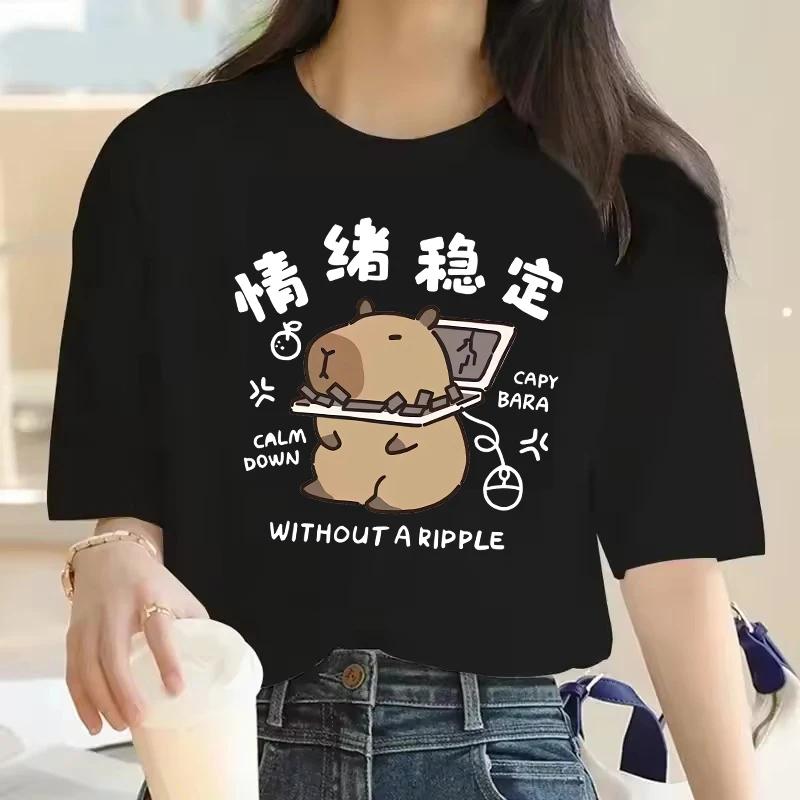 

Camiseta con estampado de capibara de diseño de Animecamiseta de Unisexga corta Capibaras para niñasmujerescamiseta superior S