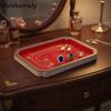 Chinese Vintage Court-Style Jewelry Storage Tray Satin Surface Flower Pattern Jewelry Organizer Rectangular Jewelry Showcase