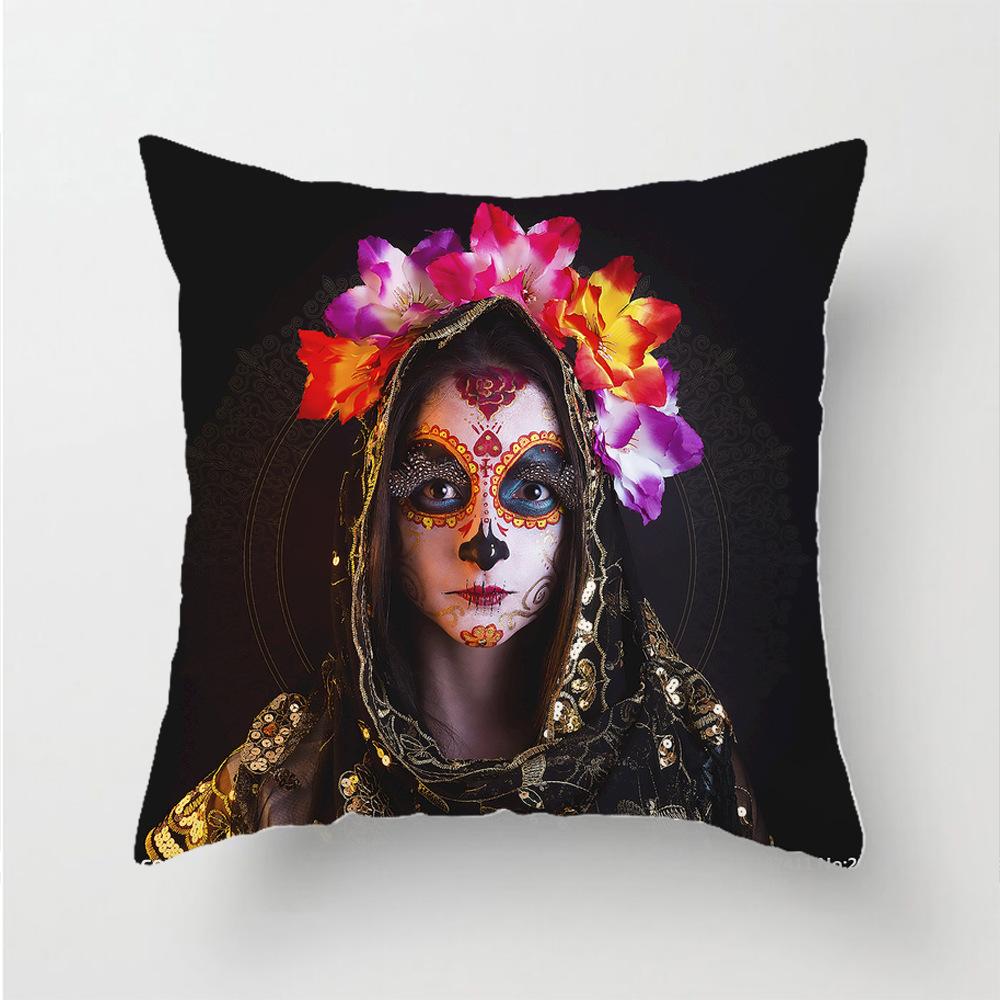 Throw Pillowcase Square Zipper  Scary Skull Women's 3D Printed Decorative