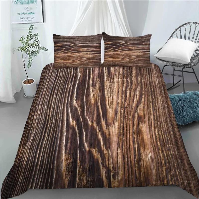 3D Retro Wood Duvet Cover Polyester Quilt Set with Pillowcase King Queen Size Kids Adults Home Decor