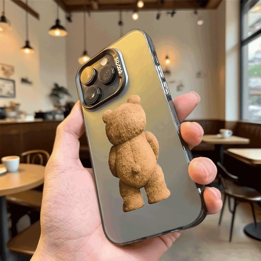 Brown Bear Back View Shockproof Phone Case for Iphone 16 15 14 13 12 11 Pro Max/Mini Anti-Scratch Premium Hard Cover